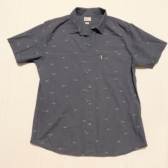 Walker Refinery Shark Print Button Up Shirt Mens Size Large - Picture 1 of 16